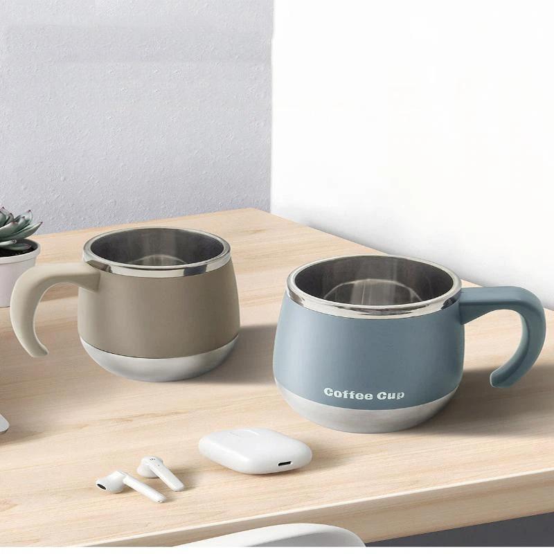 Nerezový termohrnek, Izolovaný hrnek s posuvným víčkem a uchem Pro horké i studené nápoje Pro domácnost, kancelář, venkovní kempování, narozeniny