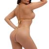 2Pcs/Set Underwear Set Wire Free Seductive Split Type Solid Color Bra Thong Set for Valentine Day