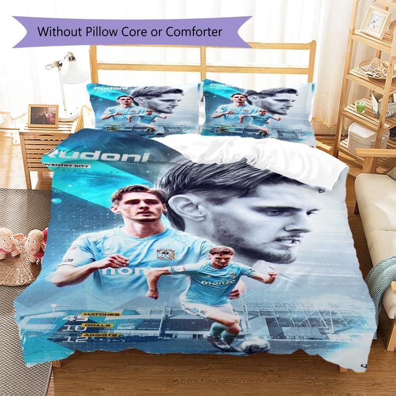 Ritratto Giocatore Coventry City Calcio Stampa Sportiva Set Copripiumino 3 Pezzi Biancheria da Letto Sportiva Senza Federe o Piumino