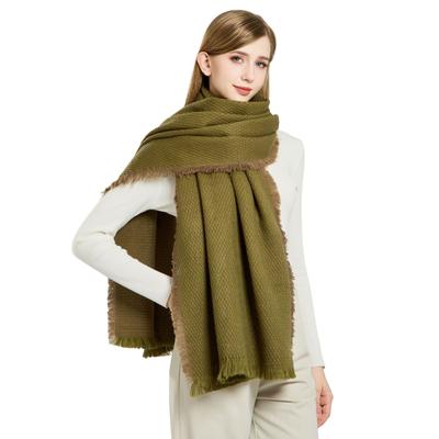 Winter Imitation Cashmere Thickened Warm Scarf Women's Wear Dual-purpose Versatile Skin-friendly and Comfortable Widened Plaid Fringed Scarf