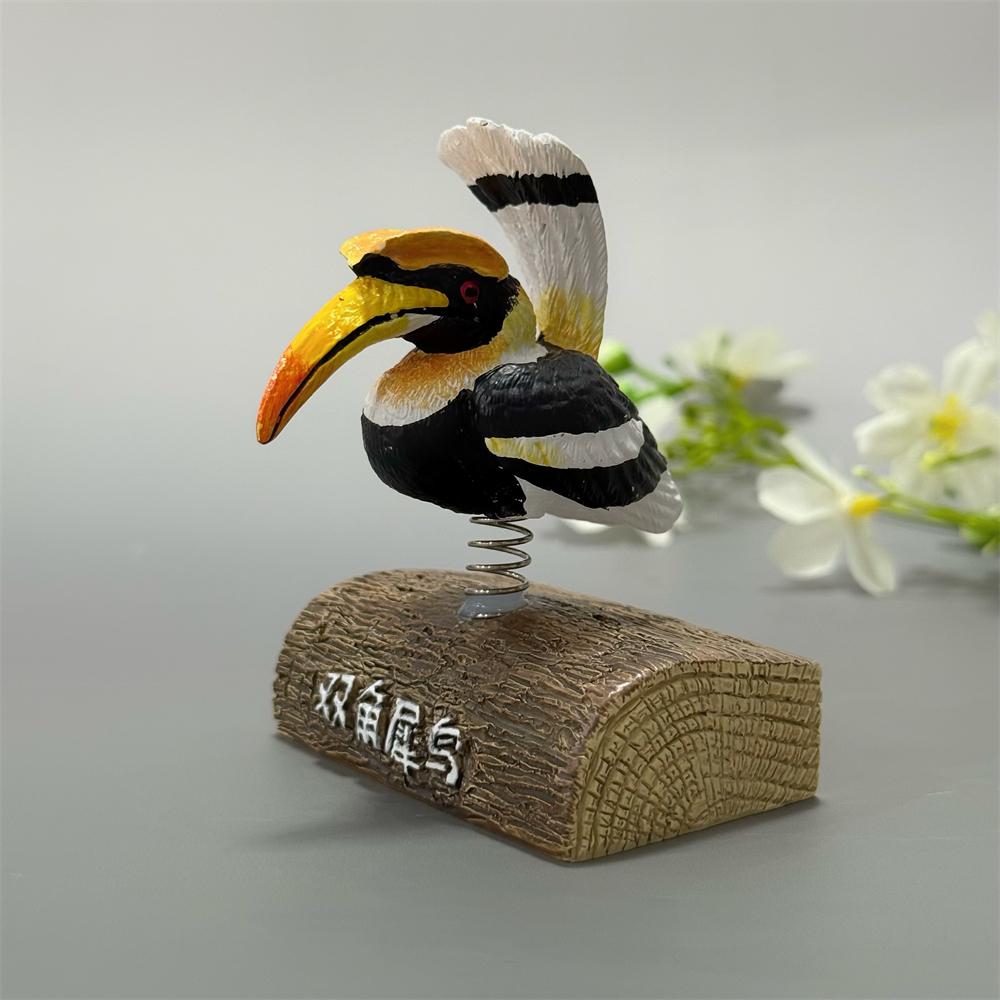 Creative Resin Bird Double Horned Hornbill Car Ornament Magnetic Refrigerator Sticker Home Decoration Crafts Home Accessories