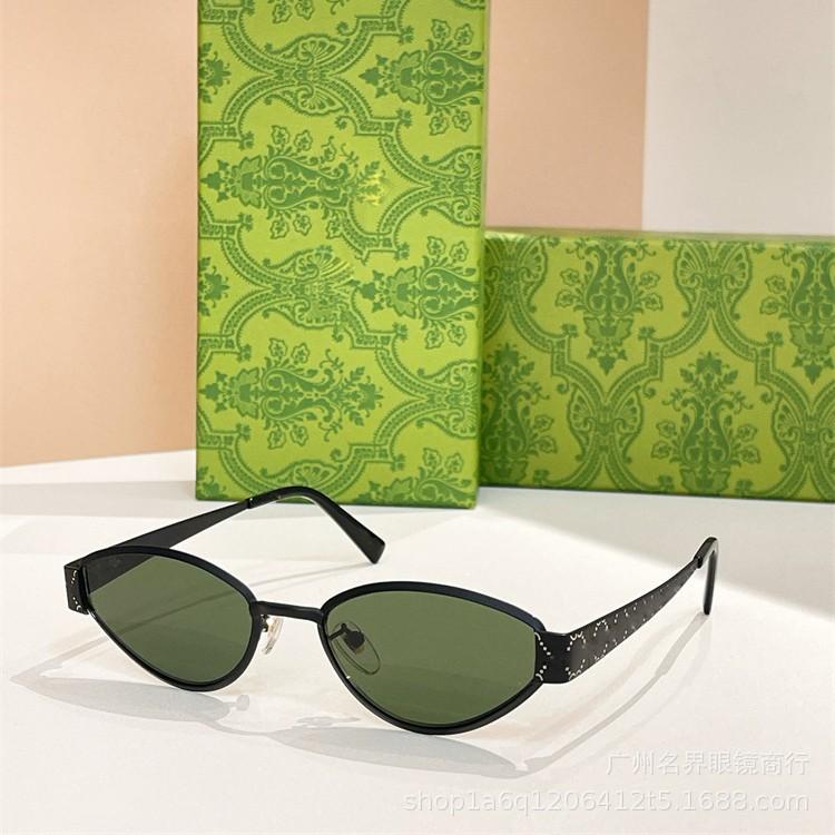 Luxury designer sunglasses, oval-shaped sun glasses for women, fashionable metal sunglasses for men, can be made with prescription lenses 1853S