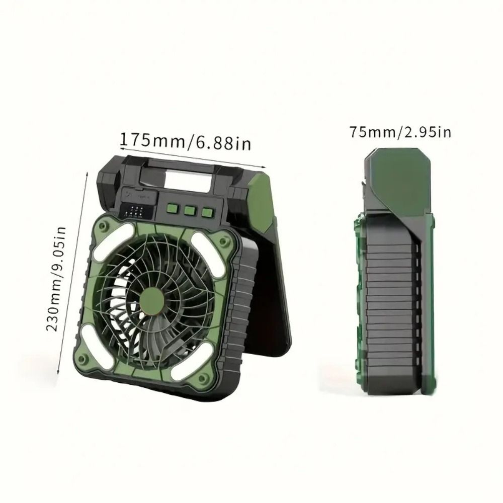 Folding Design Camping Fan with LED Light 90° Folding Portable Tent Fan  Fishing Trip