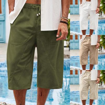 Men's Sports Cotton Linen Casual Loose Shorts Casual Pajamas Pocket Jogging Shorts Pants