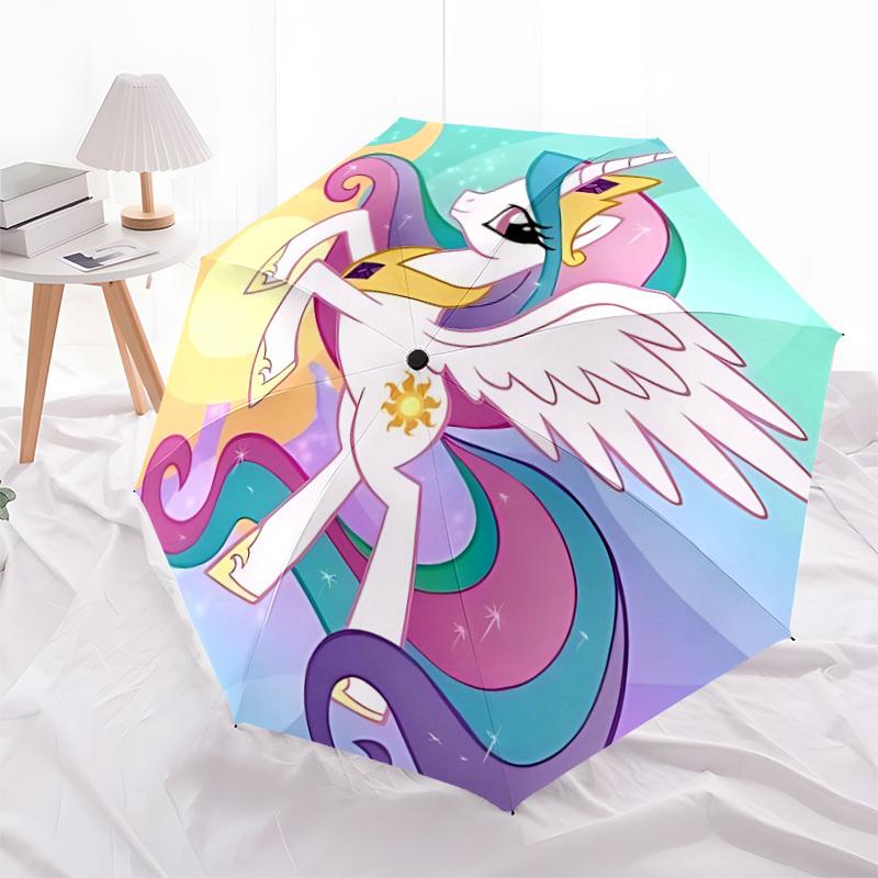 1pc Unicorn Fantasy [Automatic Folding Umbrella] Durable Iron Frame & Rod, Portable Folding, All Seasons, Home Travel Outdoor, Makes a Great Holiday G