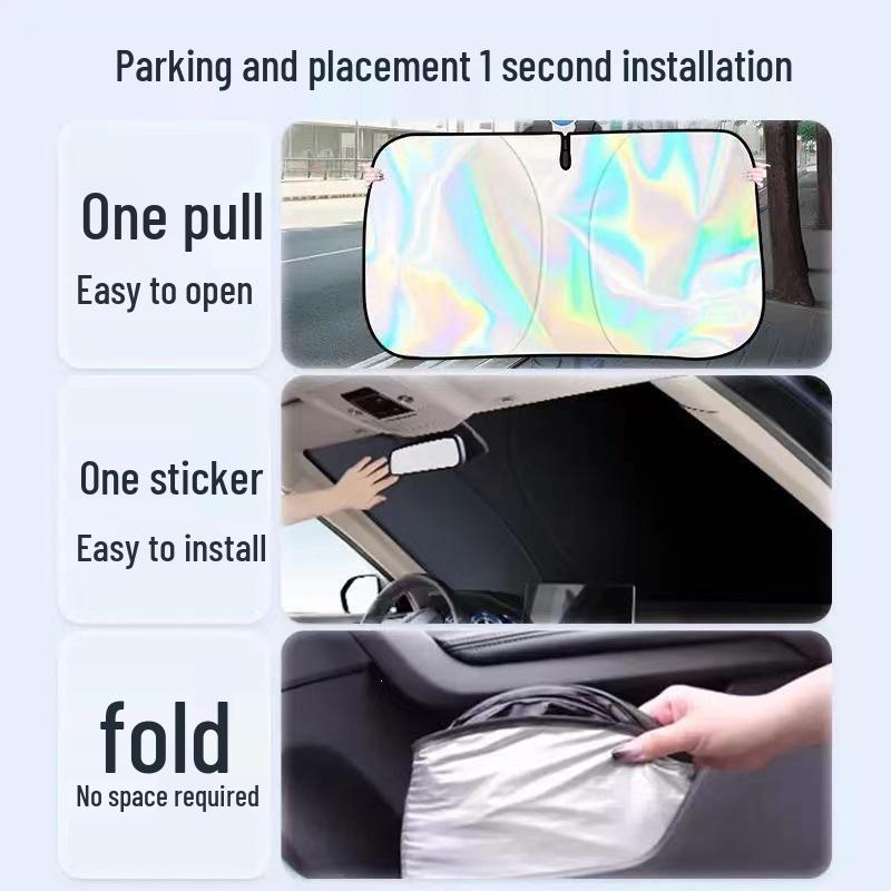 Thickened Laser Car Sunshade: Heat Insulation & Sun Protection Visor Curtain