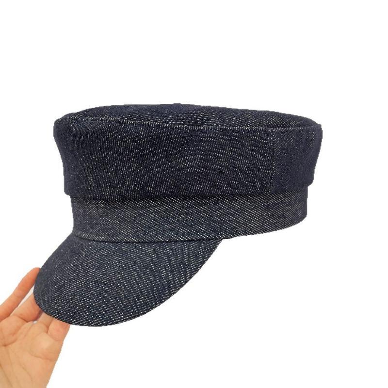 High quality heavy blue denim newsboy hat flat top hat female tide summer sunshade sun protection versatile hat