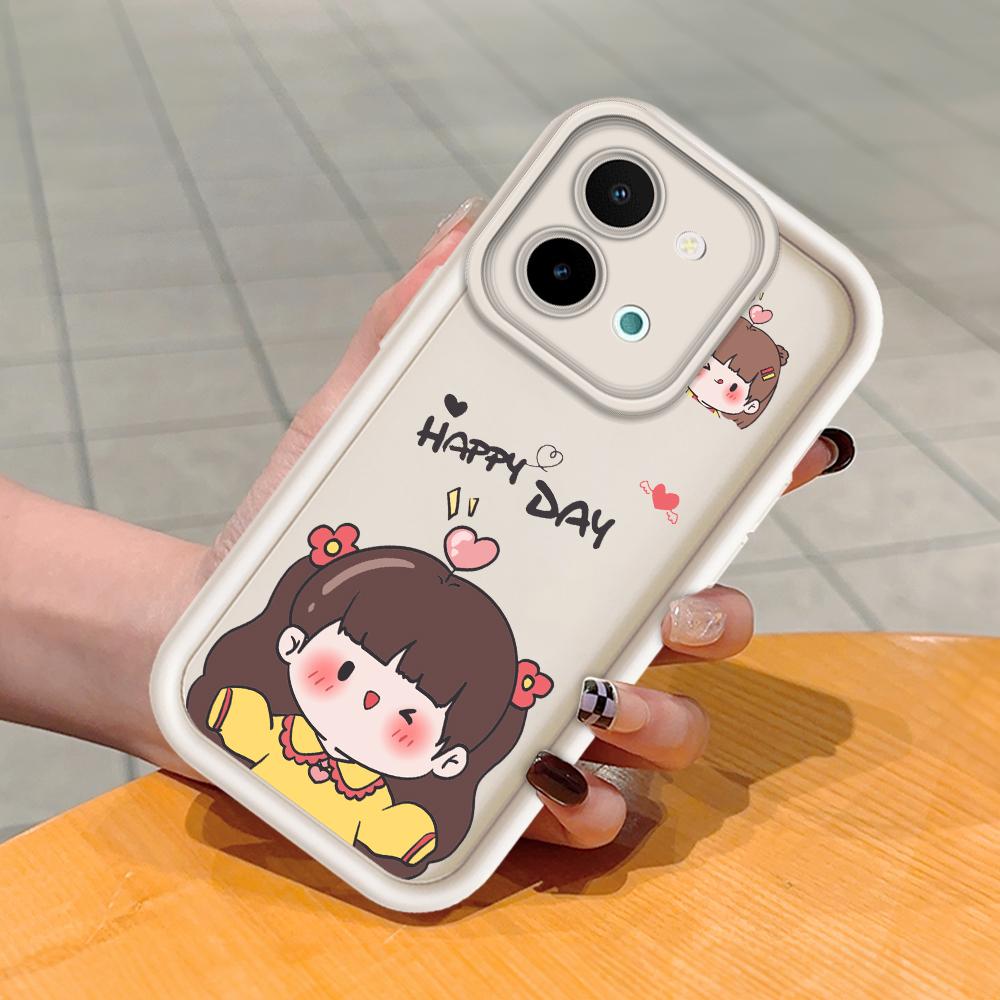 For Huawei P50 Pro P40 Lite Honor 8X 9X X9 Tecno Spark Go Infinix Smart 8 Vivo V29 V30 Y02 Y16 Lovely Girl Full Lens Protect Soft Silicone Phone Case