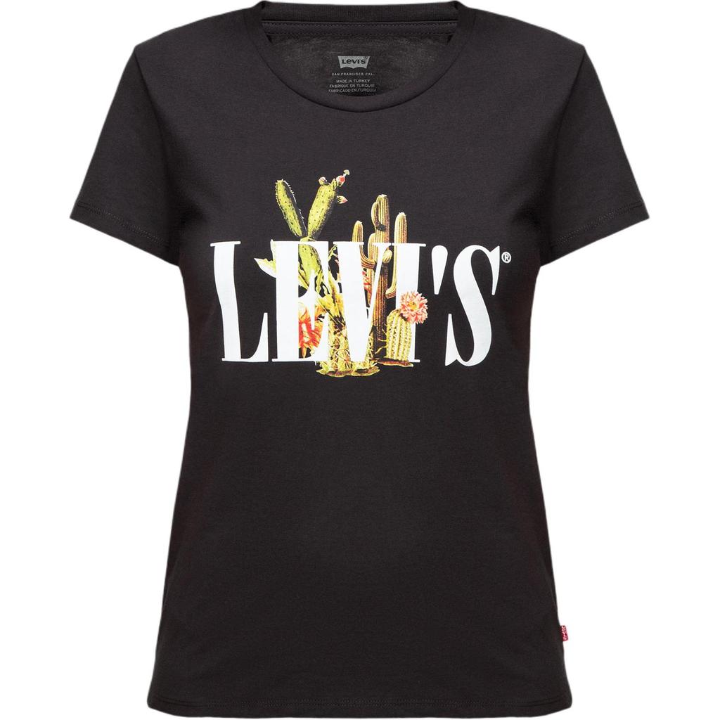 Levis Letter Logo Printed Crew Neck Short Sleeve T-Shirt Women T-Shirts Black 17369-1057