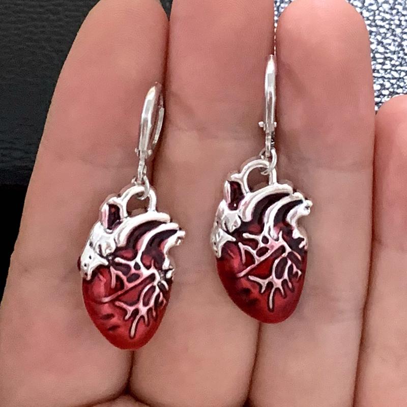 The Beating Heart Earrings Chain Ear Cuff Clip Jewelry Gift,Witchy Gothic Vampire Spooky Boho Bohemian
