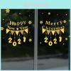 New Removable Christmas Glass Stickers Festive Door Decorations With Gold Foil Reindeer Designs