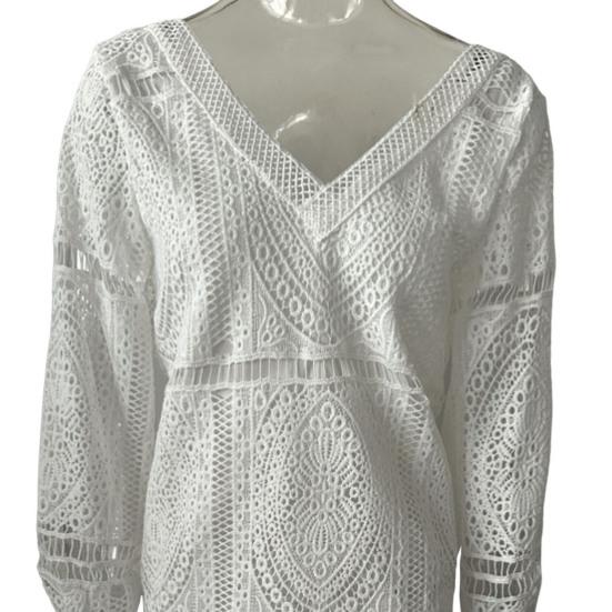 Γυναικείο εξοχικό φόρεμα σε σχήμα V με πλάτη με κούφια εξώπλατη κάλυψη με φαρδιά μακρυμάνικη φούντα Γυναικείο μίνι γιορτινό φόρεμα με λαιμόκοψη V