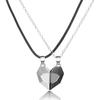 Magnetic Love Necklace Set: Black & White Wishing Stones for Couples