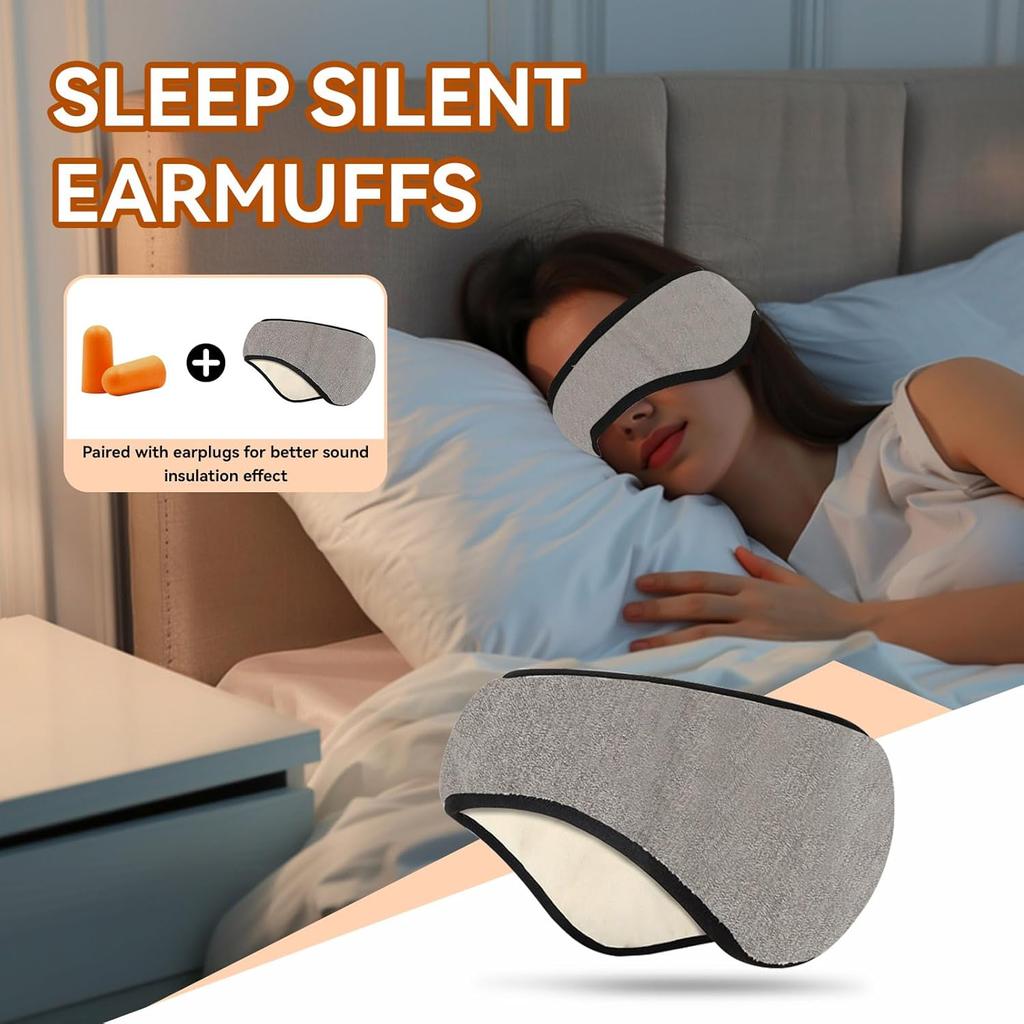 Soundproof Sleep Earmuff Headband, Sleeping Noise Cancelling Ear Wrap Ear Muffs Winter Women Sleep Mask for Men Women