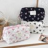 Fashion Square Women Clutch Makeup Bag Portable Cute Ladies Cosmetic Toiletry Storage Pouch Handbag Bow Print Zipper Bag