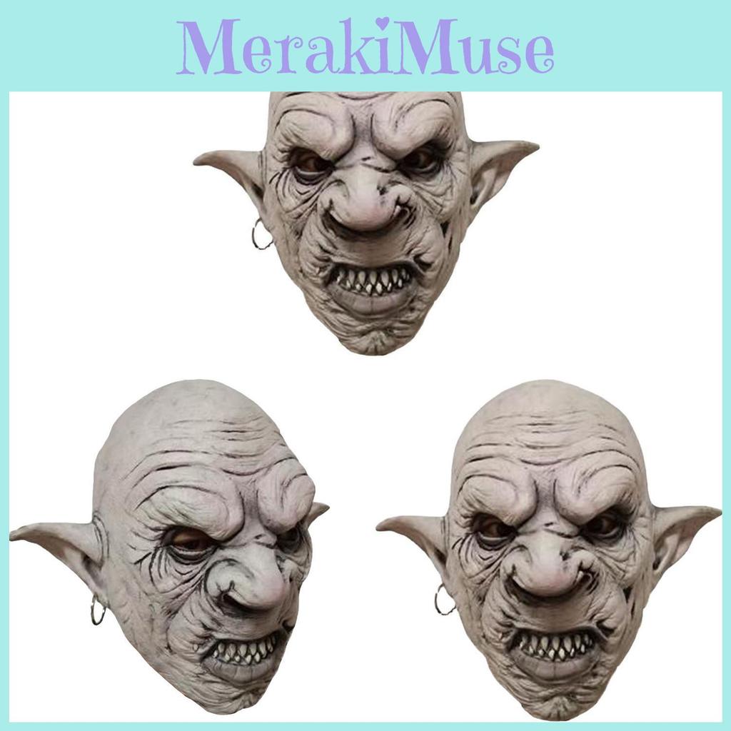 Latex Horror Mask For Halloween Costume With Earring Accent And Haunted Theme