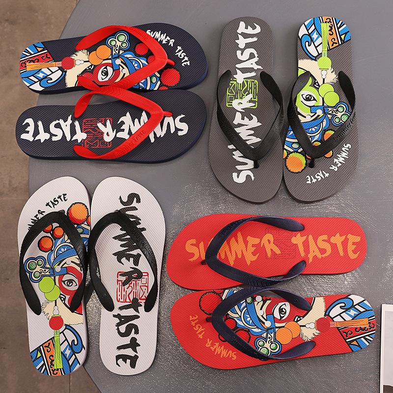 Slippers Men's Summer Non-slip Guochao Flip-flops Trend Personalized Outdoor New Pinch Men's Sandals Outside Wearing Beach Shoes