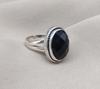 Black Onyx Ring: Faceted Oval Gemstone, 925 Sterling Silver, Boho Protection Jewelry