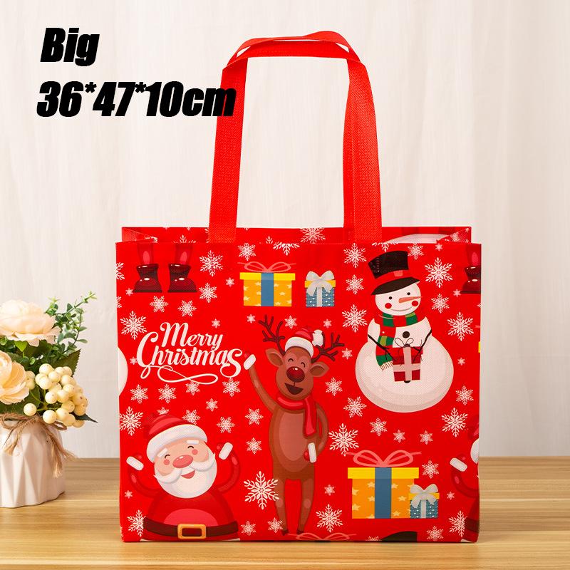 Tote Bags Santa Elk Snowflake Tote Bags  Thickened Non-woven Printed Waterproof Bags Christmas Gift Bags Christmas Decoration