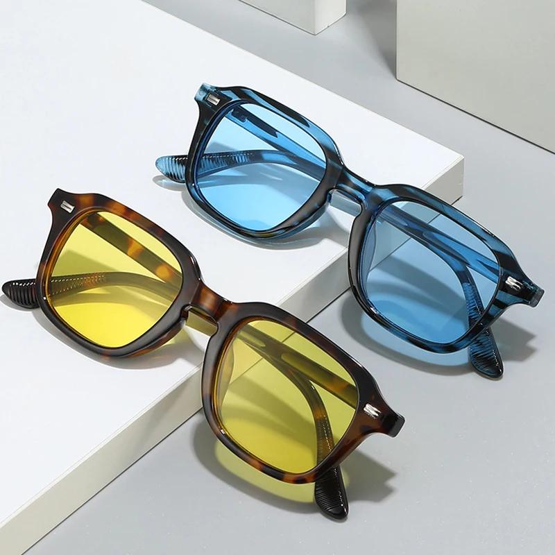 JNPCXI Square Candy Color Women Sunglasses Retro Rivets Men Trending Orange Sun Glasses Shades UV400