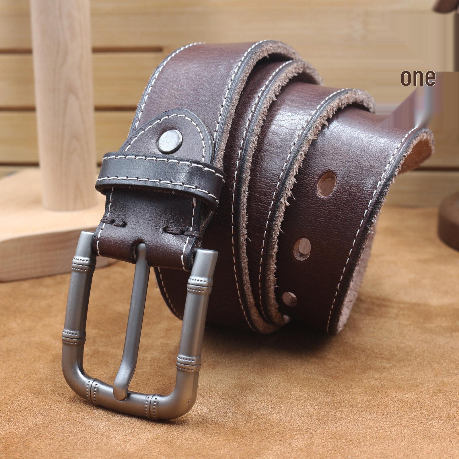 

Винтажный мужской ремень из натуральной кожи с модной пряжкой, верхний слой коровьей кожи, идеально подходит для джинсов 130 cm кофейный