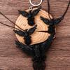 Vintage Viking Black Crow Necklace Odin Raven Compass Rune Pendant Keychain for Men Women Gothic Jewelry