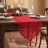 Washable Table Runner Retro Floral Lace Runner, Boho Rustic Embroidery Tablecloth, Festive Cover for Christmas Wedding Bridal Baby Shower Party