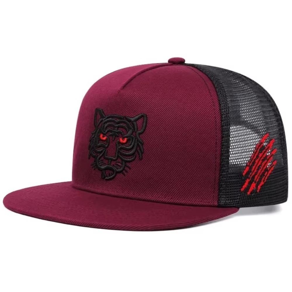 Fashion Adjustable Baseball Cap Tiger Embroidery Breathable Trucker Caps Mesh Snapback Hats Unisex