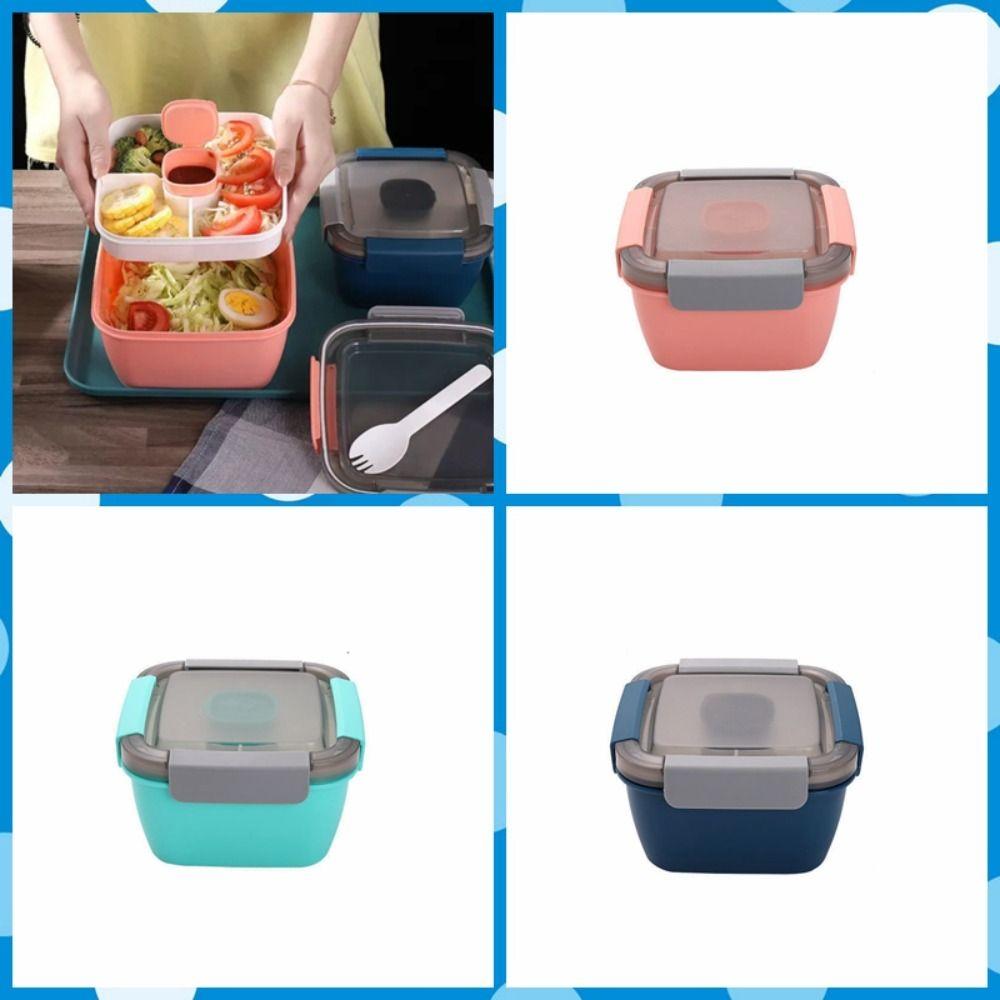 1100ml 1500ml Lunch Box Plastic Square Salad Box Portable Fruit Salad