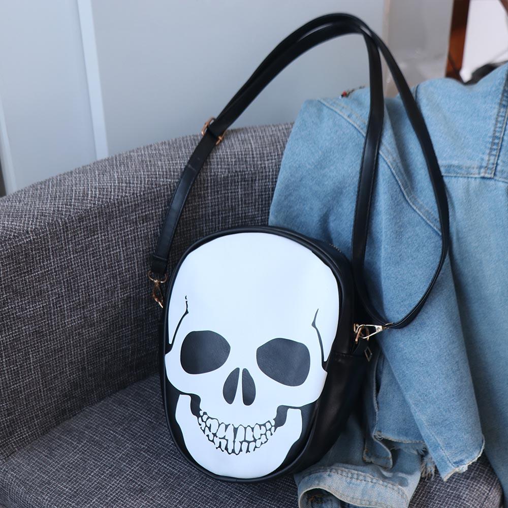 Creative Halloween Skull Shoulder Bag Gothic Novelty Leather Candy Bag  Children