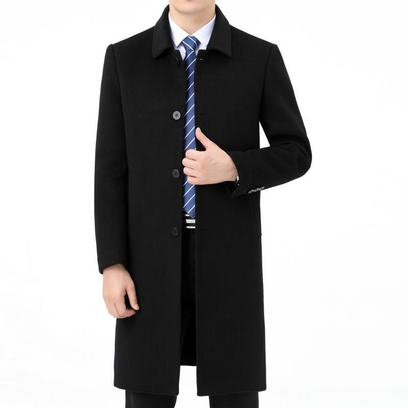 Double-sided cashmere coat for men, long woolen woolen down liner jacket, winter middle-aged woolen casual long windbreaker