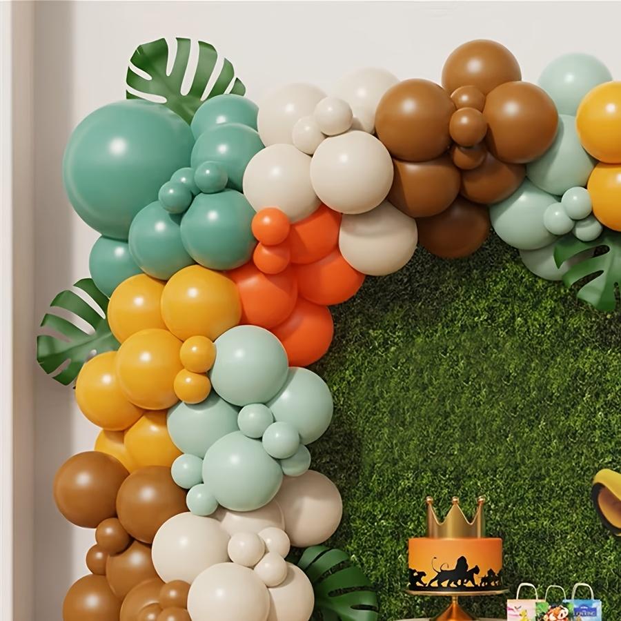 Kit Arco Guirlanda de Balões Floresta 128 Peças Marrom Laranja Verde Sálvia Balões Látex para Chá de Bebê Selva Decoração Festa de Aniversário Presentes