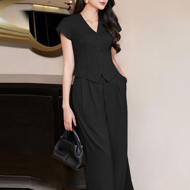 ZANZEA Women Short Sleeve Blouse and Long Pants Casual Two Piece Suit Sets