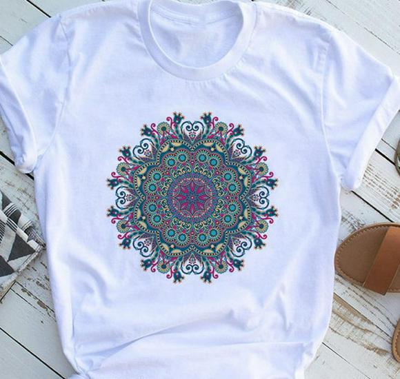 

Женский летний топ с коротким рукавом с цветочным принтом 2025 M