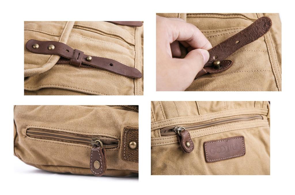 Gootium 30829KA Sac Cartable En En Lin Kaki - - Boulière -