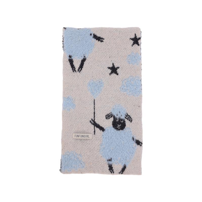 Autumn and winter new cute balloon lamb wool knitted scarf girls warm love sweet atmosphere scarf