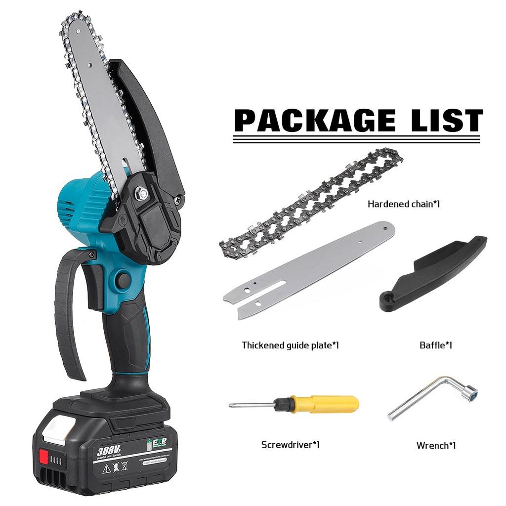 

6 дюймов, 3500 Вт, 388 В, мини-электрическая цепная пила с индикатором батареи, портативная цепная пила, деревообрабатывающий инструмент для батареи 18 В Only machine