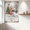 Vintage Winter Christmas Cats Metal Sign 'Life Is Better with Cats' Snowy Scene Santa Hat Cats Tin Sign for Home Wall Decor Bar