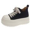 2025 new matte leather thick-soled muffin lace-up sweet cool big head small 6cm high-top casual women's shoes
