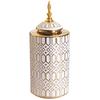 Geometric Golden Striped Ceramic Vase General's Jar with Lid Sealed Storage Tank Ginger Jar Flower Vase Home Decoration