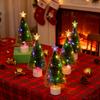 3pc Mini Artificial Christmas Tree with Colorful LED String Lights, Mini with Bases Pine Xmas Tree DIY Christmas Home Decor