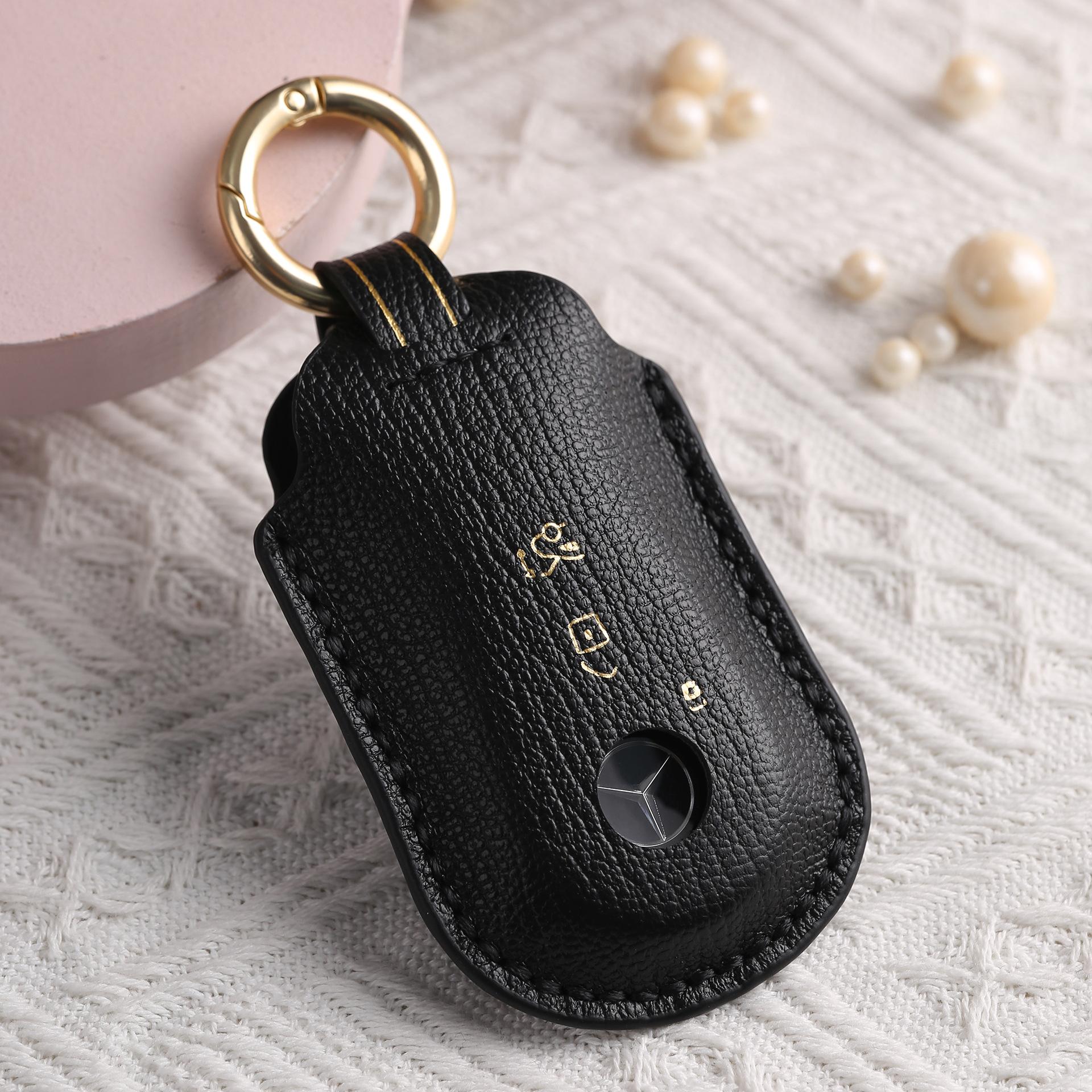 

Специальная сумка для ключей подходит для комплекта ключей Mercedes-Benz e300 GLC260L, кожаный чехол ручной работы для защиты автомобиля, кольцо. чёрный