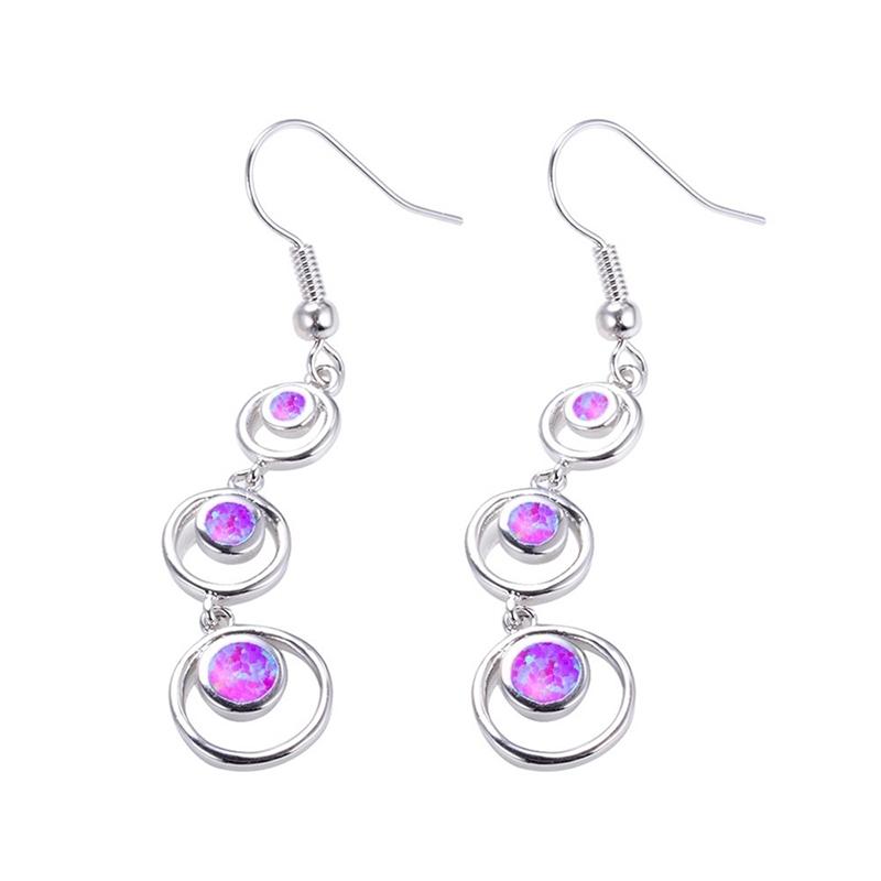 Fashion Women Earrings 2025 Retro Imitation Opal Geometric Pendant Earrings Women Jewelry Bohemian Long Dangle Earrings
