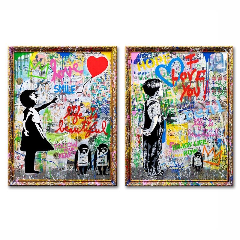 Bansky Art Follow Your Deams Cavnas Gemälde Graffiti Poster Zimmer Wandkunst Ölgemälde Druckgrafik Abstrakte Heimdekoration