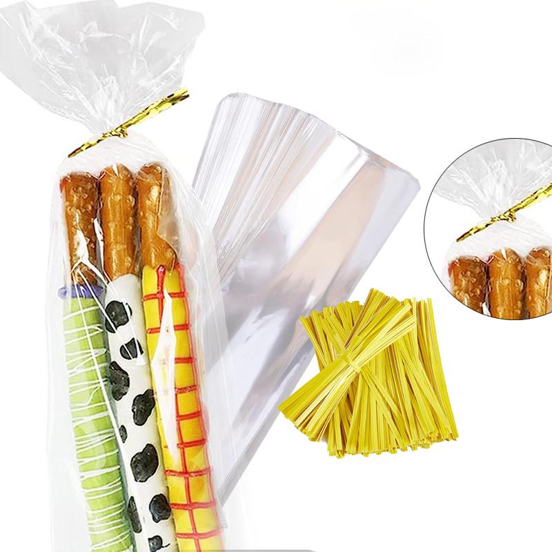 50/100 peças de sacos de celofane transparentes, sacos plásticos opp transparentes, pirulitos de doces, biscoitos, sacos de embrulho para presente, suprimentos de panificação para lembrancinhas de festa