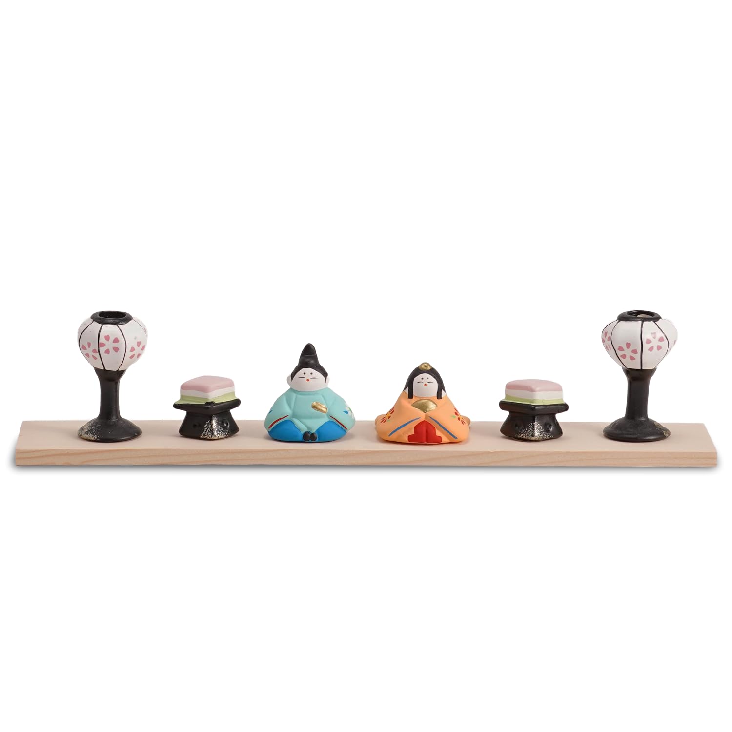Fukubeya Seto Ware Toy Workshop Miniature Hina Doll Display with Stand - Miniature Hina Dolls - Made in Japan - Ceramic - Hina Matsuri (Girls  Festiva