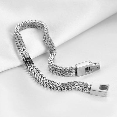 Trendy Hip Hop Jewelry Stainless Steel Double Keel Chain Men's Bracelet Steel Color Bracelet Male Jewelry
