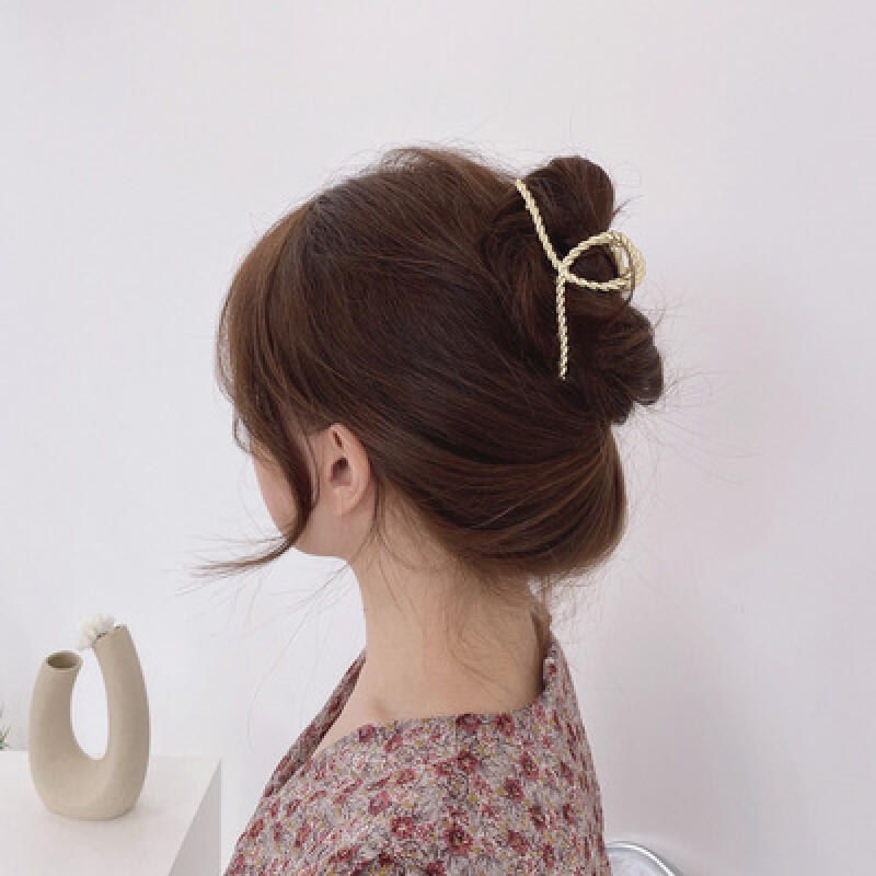 

Metal matte twist updo long hair clip gold