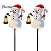 Outdoor Holiday Stake Lights 1/2Pcs Holding Lantern Santa Light, Christmas Snowman Solar Lamp with Claus Stake, Decorative Light for Garden Yard Lawn