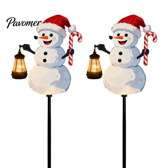 Outdoor Holiday Stake Lights 1/2Pcs Holding Lantern Santa Light, Christmas Snowman Solar Lamp with Claus Stake, Decorative Light for Garden Yard Lawn